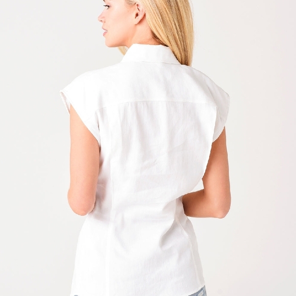 FRAME: White, NWOT, Cutaway Arie Button-Down Top, Sz Large - Picture 3 of 5